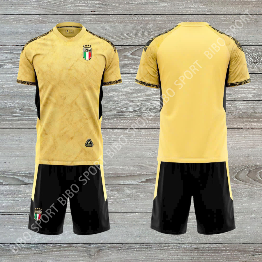 Quần Áo Bóng Đá Ý vàng 26/27  Vải Mè SV – In Tên Số Theo Yêu Cầu BIBO SPORT