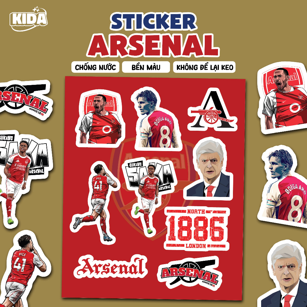 ARSENAL - Tấm Sticker hình dán ARSENAL - Decal chống thấm nước. Hình dán trang trí điện thoại laptop