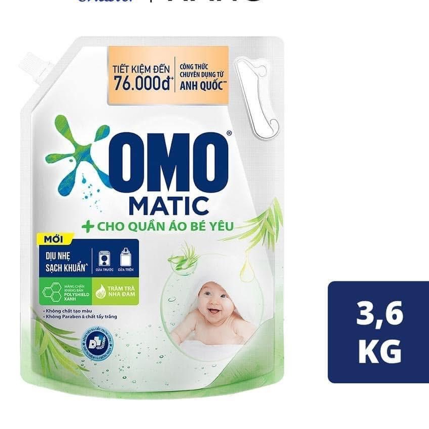 Nước Giặt OMO Matic Cho Quần Áo Bé - Túi 3.6KG