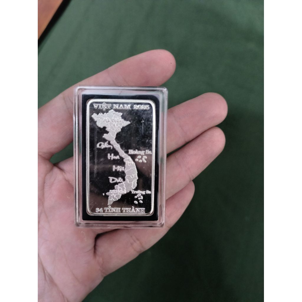 Miếng bạc 1 lượng 999 bản đồ Việt Nam 34 tỉnh thành