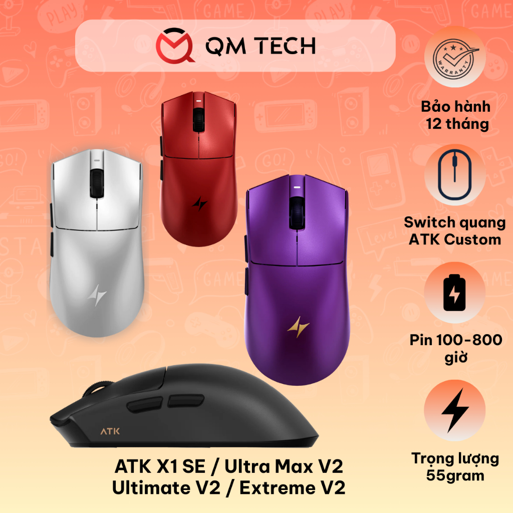 Chuột gaming ATK X1 V2 thế hệ mới Ultra Max/ Ultimate/ Extreme - QM TECH STORE