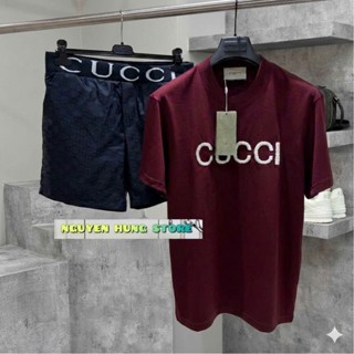 Bộ Hè Nam Phố xịn Đỏ Trầm Chữ Thêu nổi Siêu nét Hàng Cao cấp Bản Mới Nhất ,Set Bộ Hè Nam chất Logo Thêu Top Trend