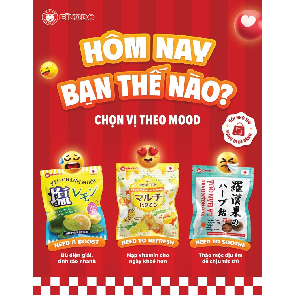 [Bánh kẹo Phú Yên] Sỉ 10 gói kẹo chanh muối kẹo la hán quả eikodo