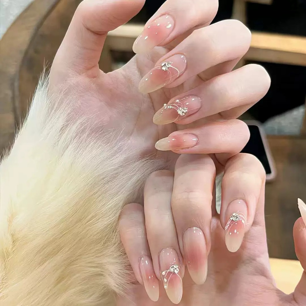 NICELY NAIL – Nailbox Ombre Nude Hồng Trong Suốt Đính Đá Hoa Nhẹ Nhàng Sang Chảnh