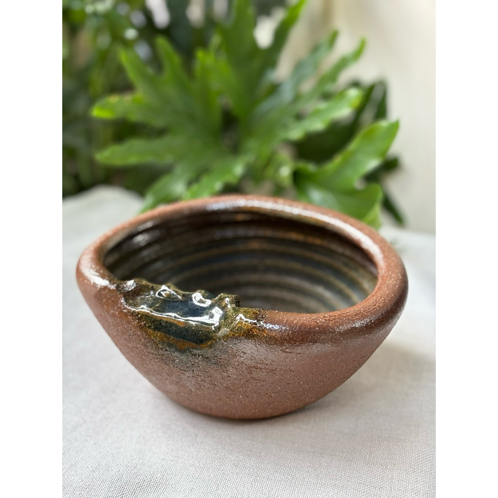 Bình cắm hoa nghệ thuật Ikebana gốm Nhật men rêu chảy đẹp - hàng tuyển