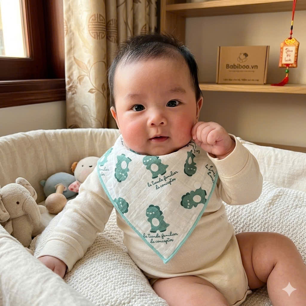 Yếm sơ sinh 100% cotton nút bấm cho bé