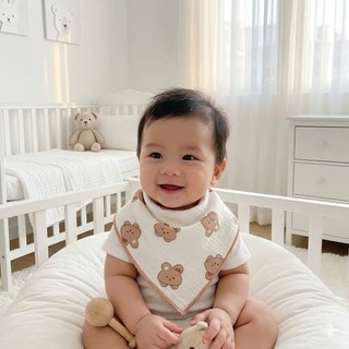 Yếm sơ sinh 100% cotton nút bấm cho bé