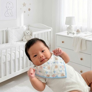Yếm sơ sinh 100% cotton nút bấm cho bé