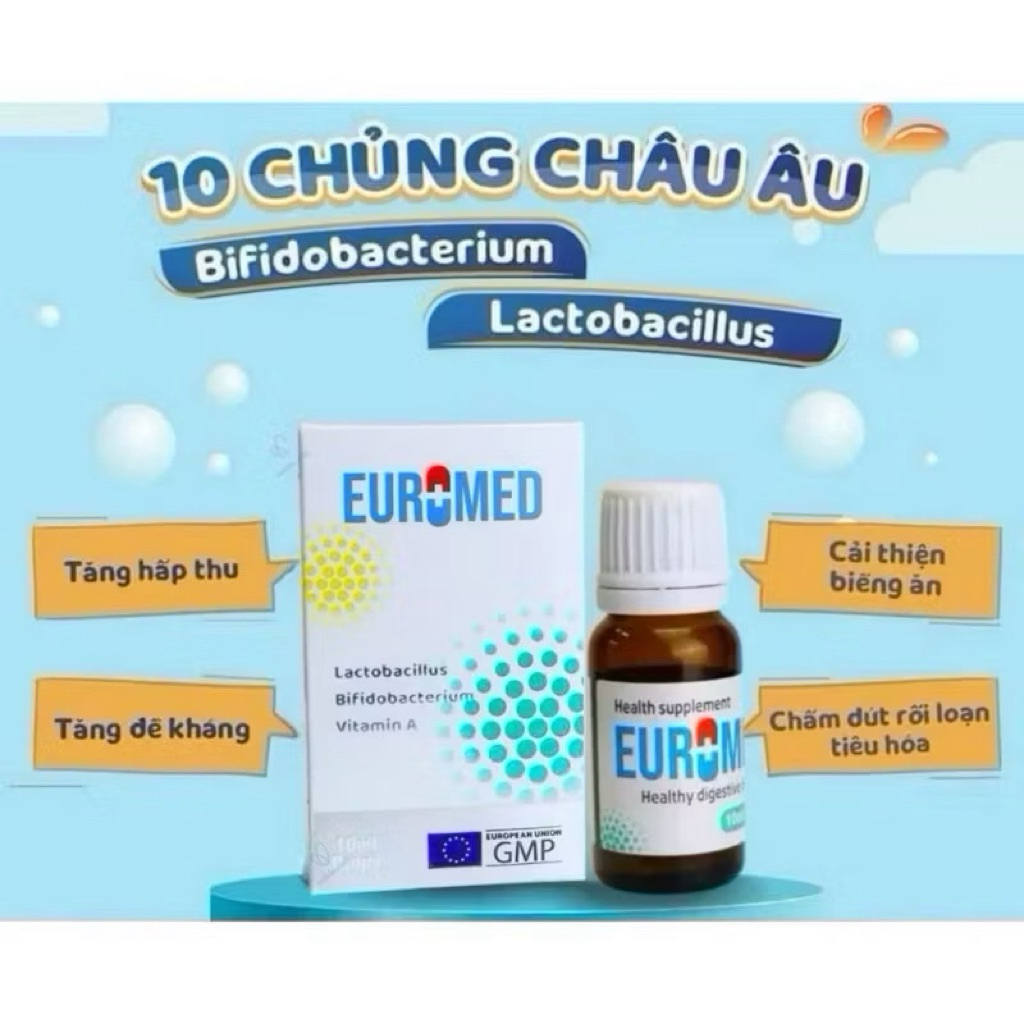 Men Vi Sinh EuroMed 10ml - Bổ sung lợi khuẩn cho đường ruột, giảm rối loạn tiêu hóa cho người lớn và