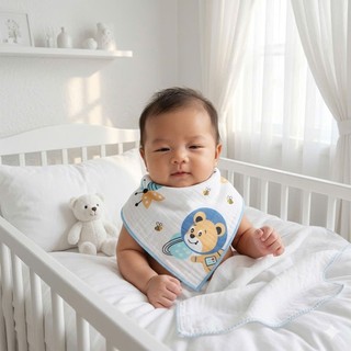 Yếm sơ sinh 100% cotton nút bấm cho bé