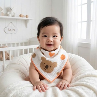 Yếm sơ sinh 100% cotton nút bấm cho bé