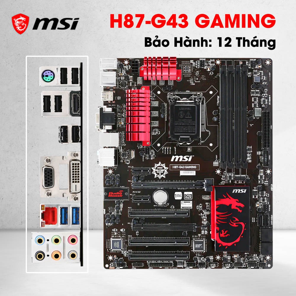 Main MSI H87-G43 Gaming Socket 1150 DDR3 ATX Hỗ Trợ Core i3 i5 i7 Gen 4 zin đẹp. Bảo hành: 12 tháng