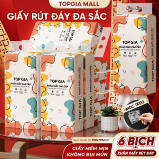 [SIZE XL - PREMIUM] Combo 6 Bịch - Khăn Giấy Top Gia Đa Sắc Treo Tường 1280 Tờ 4 Lớp Mềm Mịn Dày Dai