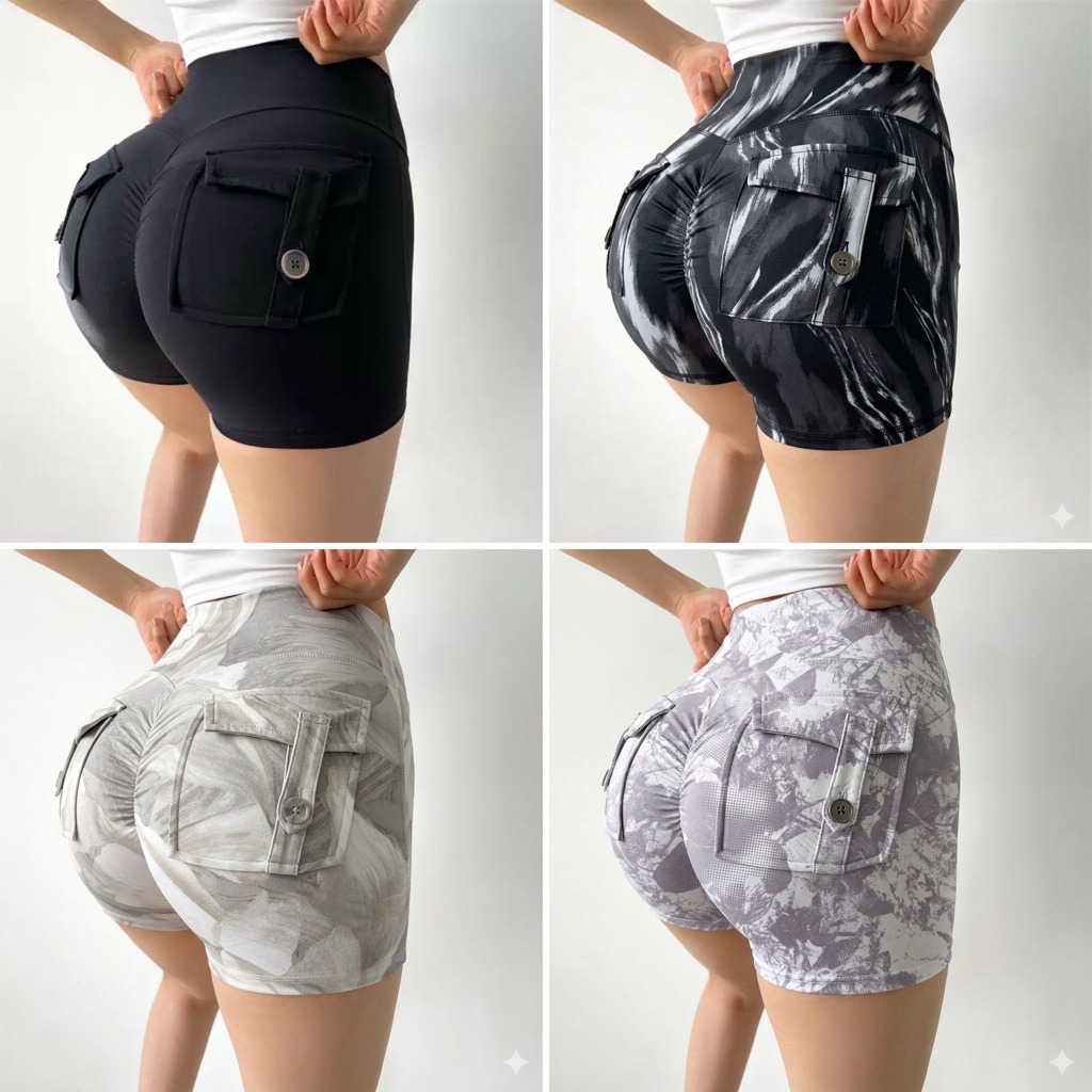 Quần Short Thể Thao Nữ Chun Mông Túi Cúc MILAVY