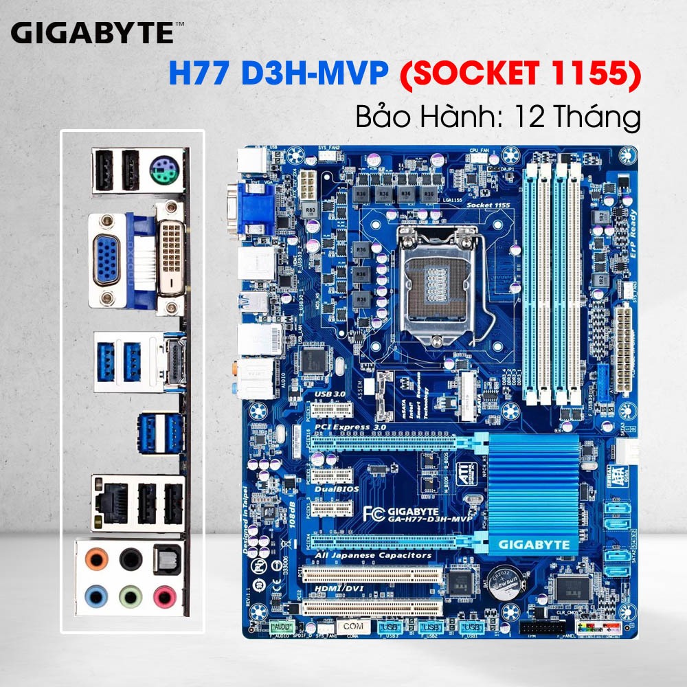 Main Gigabyte GA-H77-D3H-MVP Socket 1155 DDR3 ATX Hỗ Trợ i3 i5 i7 Gen 2 3 zin đẹp. Bảo hành: 12 Thán