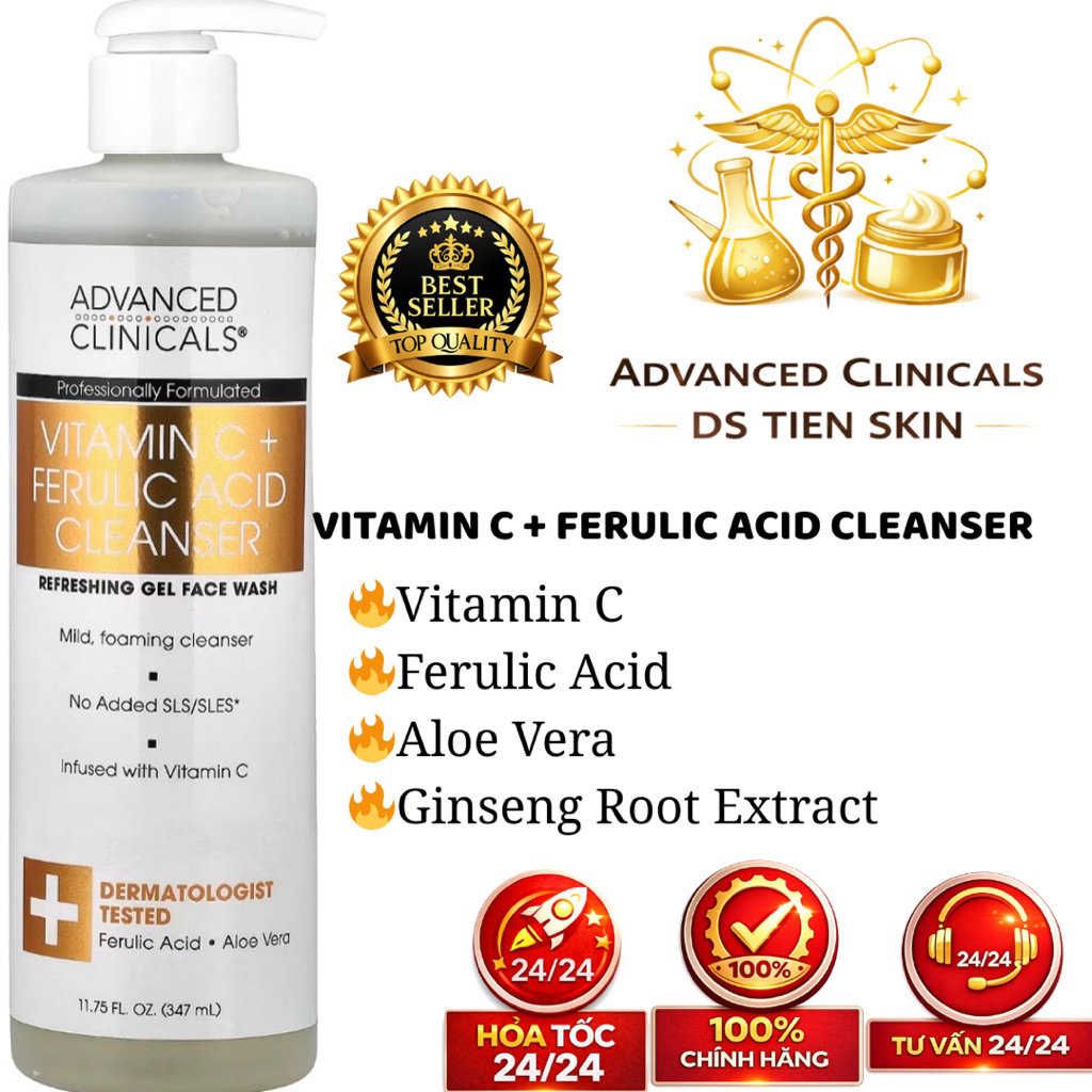 Sữa Rữa Mặt gel Vitamin C Cleanser Advanced Clinicals 347ml