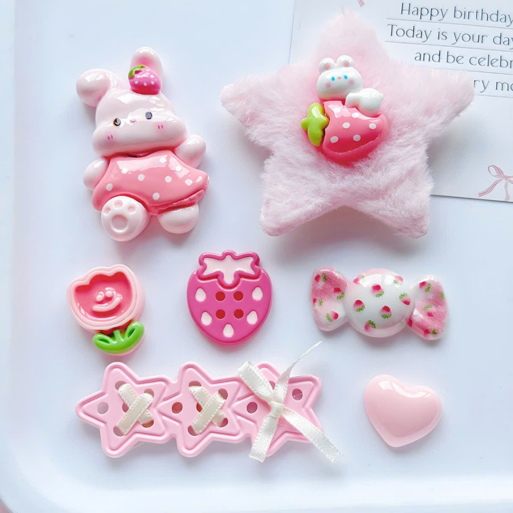 [CHARM THỎ HỒNG] Set charm thỏ hồng cute dễ thương