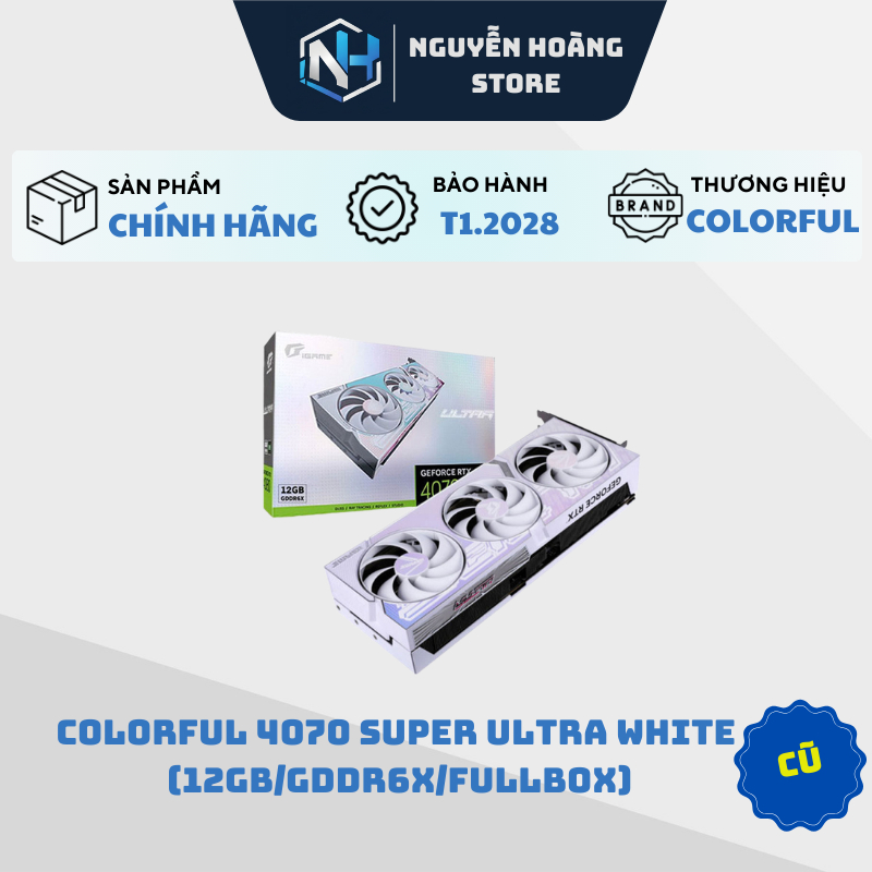 VGA card màn hình COLORFUL RTX 4070 Super ULTRA WHITE 12GB cũ