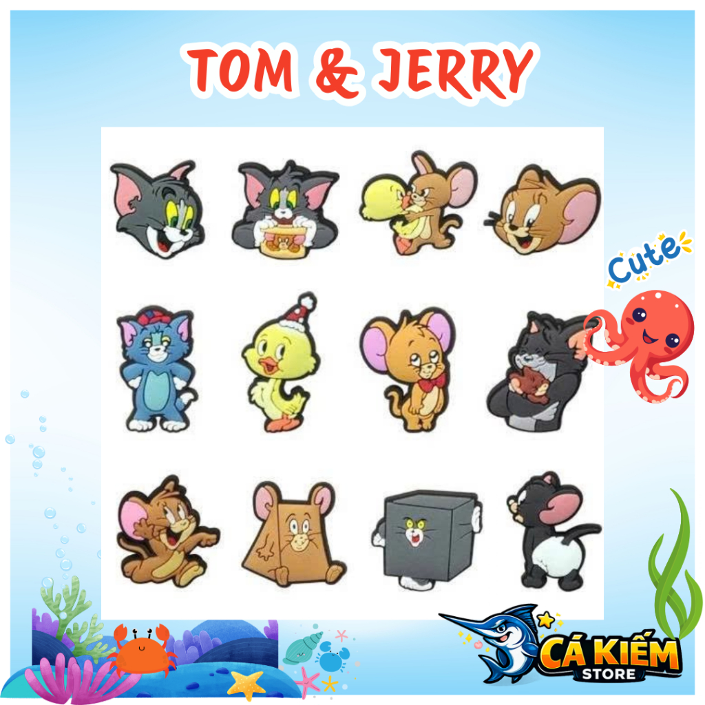 [CHARM TOM & JERRY] Bộ đôi mèo Tom chuột Jerry siêu đáng yêu ngộ nghĩnh
