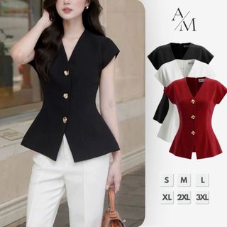 Thời Trang Công Sở Áo Kiểu Ký Giả - Áo Vest Cộc Tay Thiết Kế Thanh Lịch Cách Điệu Tôn Dáng MS067