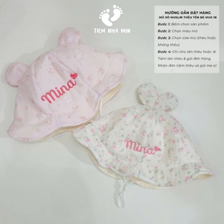 [Tiệm Nhà Min][Mũ Thêu Tên] Mũ tai gấu vành tròn họa tiết ngọt ngào dễ thương cho bé gái [MUX-18]