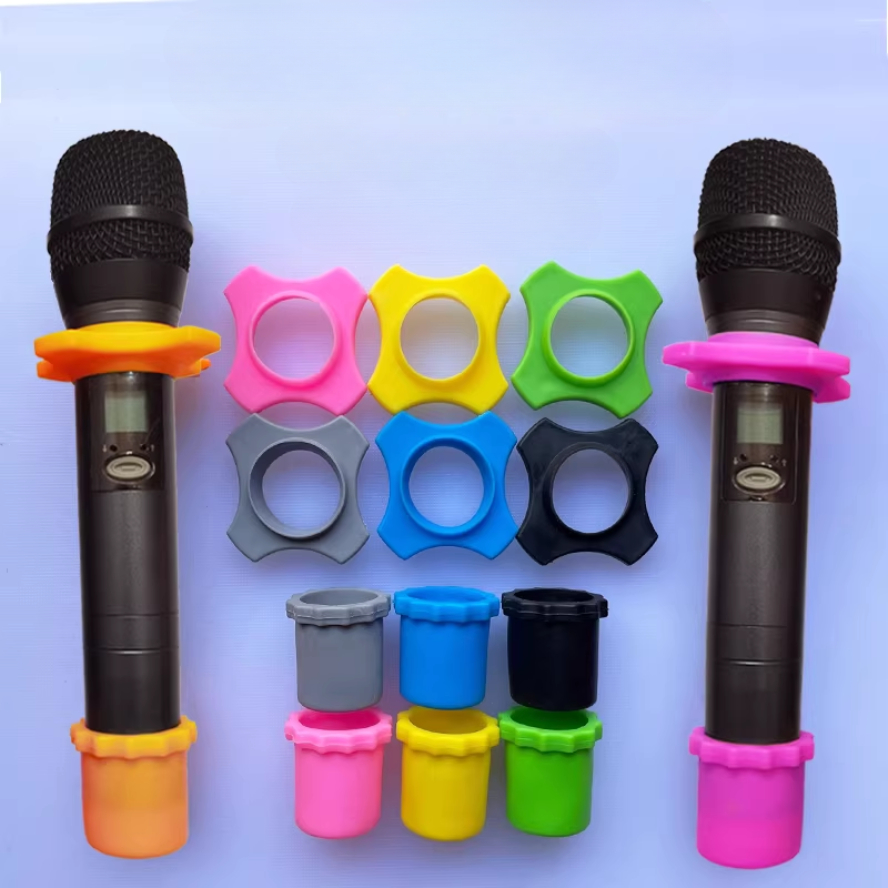 Chống Lăn Chống Sốc Micro Không Dây Vòng Silicone Chén Bảo Vệ Mic Karaoke Anti-Roll Ring Nhiều Màu
