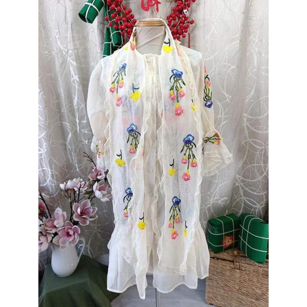 YSYUN thanh lý - Đầm phối 2 items thêu hoa bymo - Size S