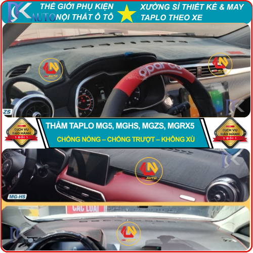 [MG5, MGHS, MGZS, MGRX5] Thảm taplo ô tô da cacbon,da vân gỗ,và tuyết nhung 3 lớp dày 1cm chống nắng