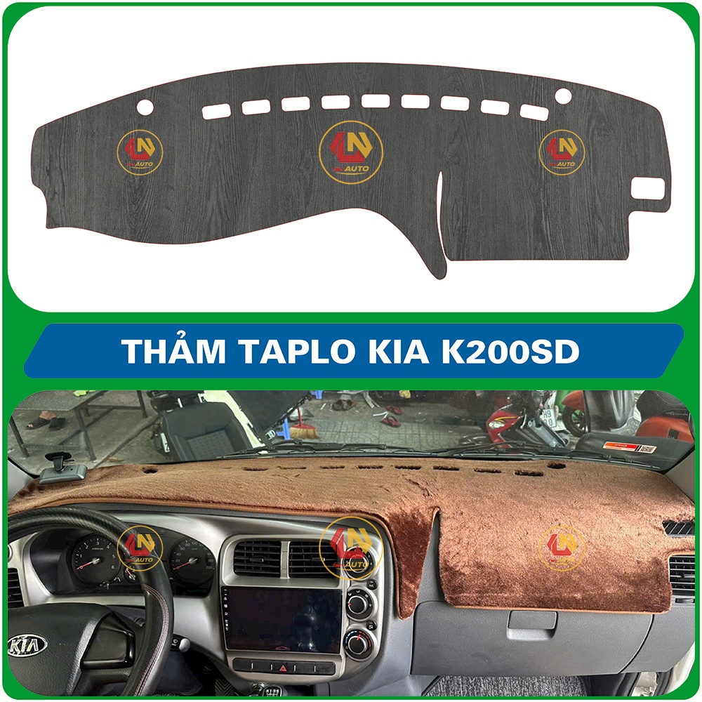 [Kia K200SD] Thảm taplo ô tô da cacbon,da vân gỗ,và tuyết nhung 3 lớp chống nắng cao cấp mới nhất