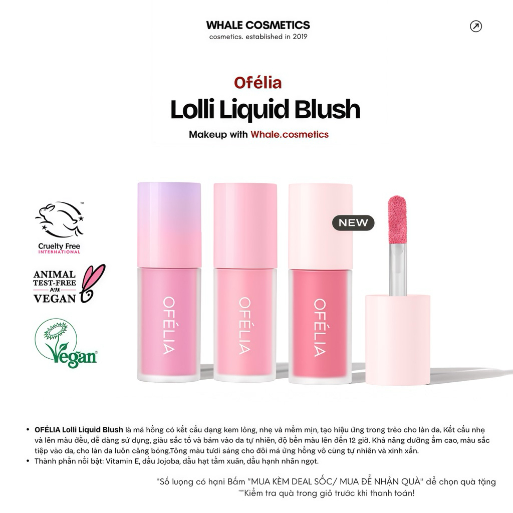 (OFÉLIA) Má Hồng Dạng Kem OFÉLIA Lolli Liquid Blush (4.6g)