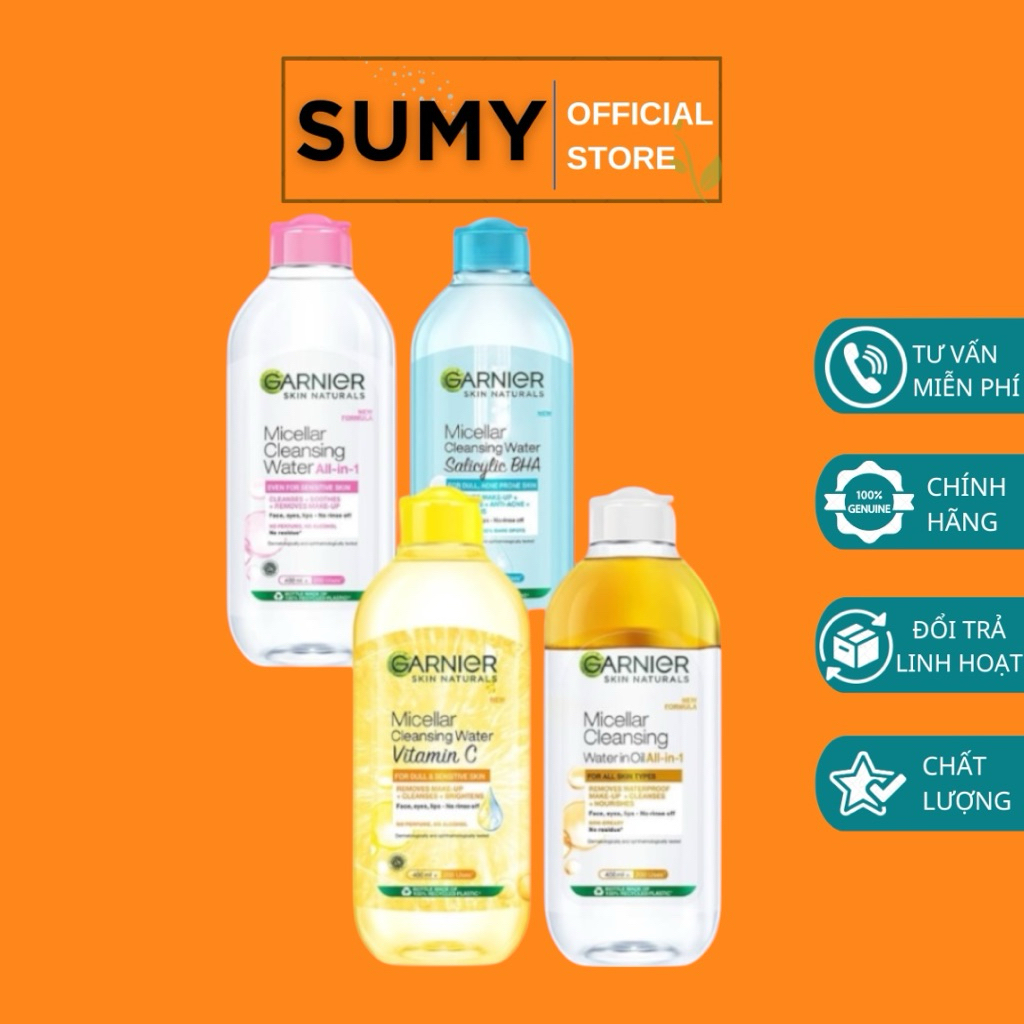 Nước Tẩy Trang Micellar Garnier Hồng Vàng Xanh Dành Cho Mọi Loại Da 125ml 400ml - SUMY