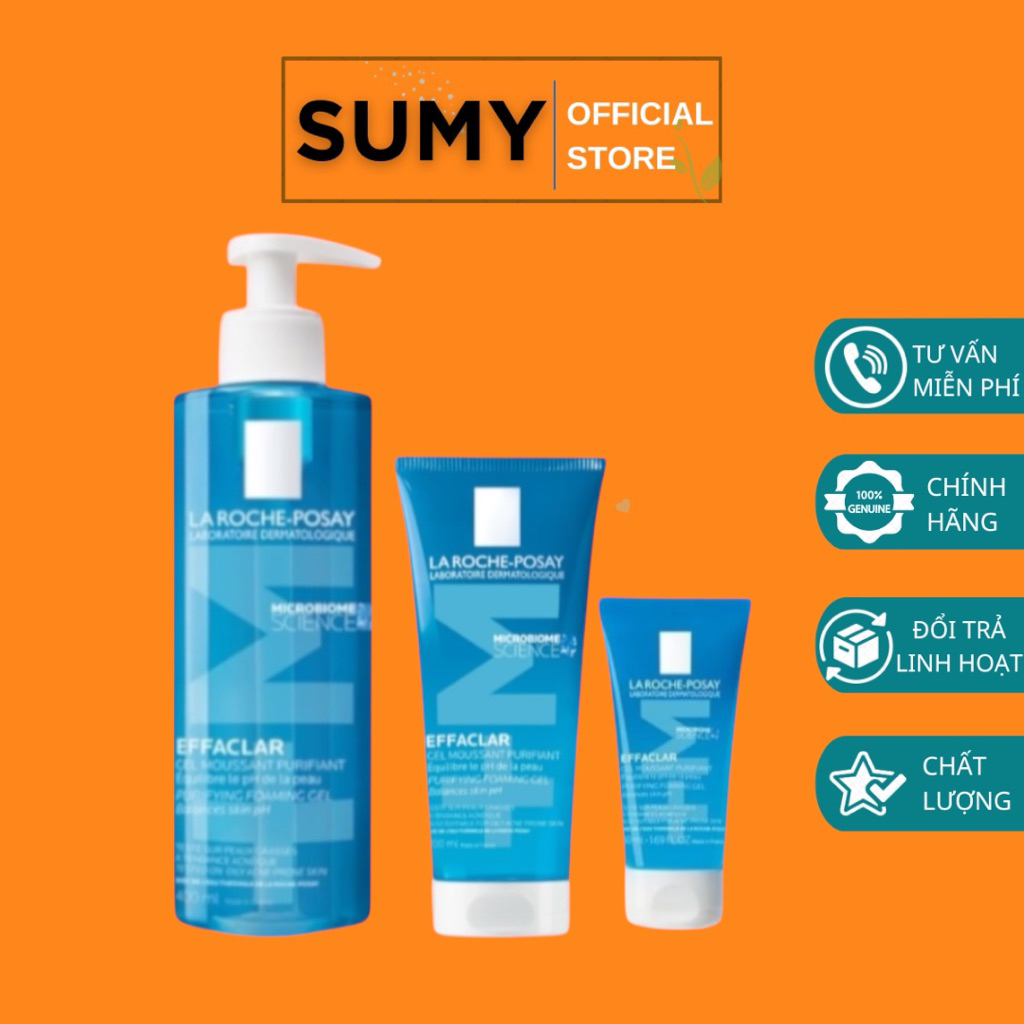 Sữa Rửa Mặt La Roche Posay Dạng Gel Tạo Bọt Giảm Mụn, Kiềm Dầu Effaclar Foaming Gel 50ml 200ml 400ml