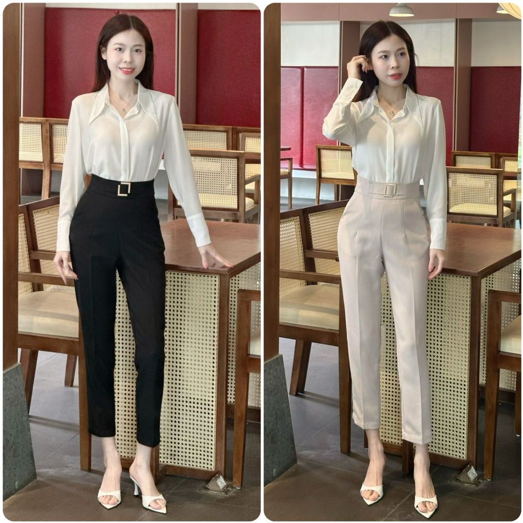 Quần Baggy Đai Vuông [HANIE DESIGN] Quần công sở nữ 9 tấc