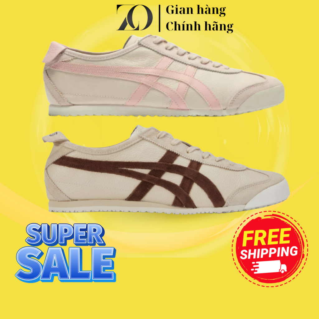 [ Chính Hãng ] Giày Onitsuka_Tiger Mexico 66 2 Màu Nâu Và Hồng Full Box