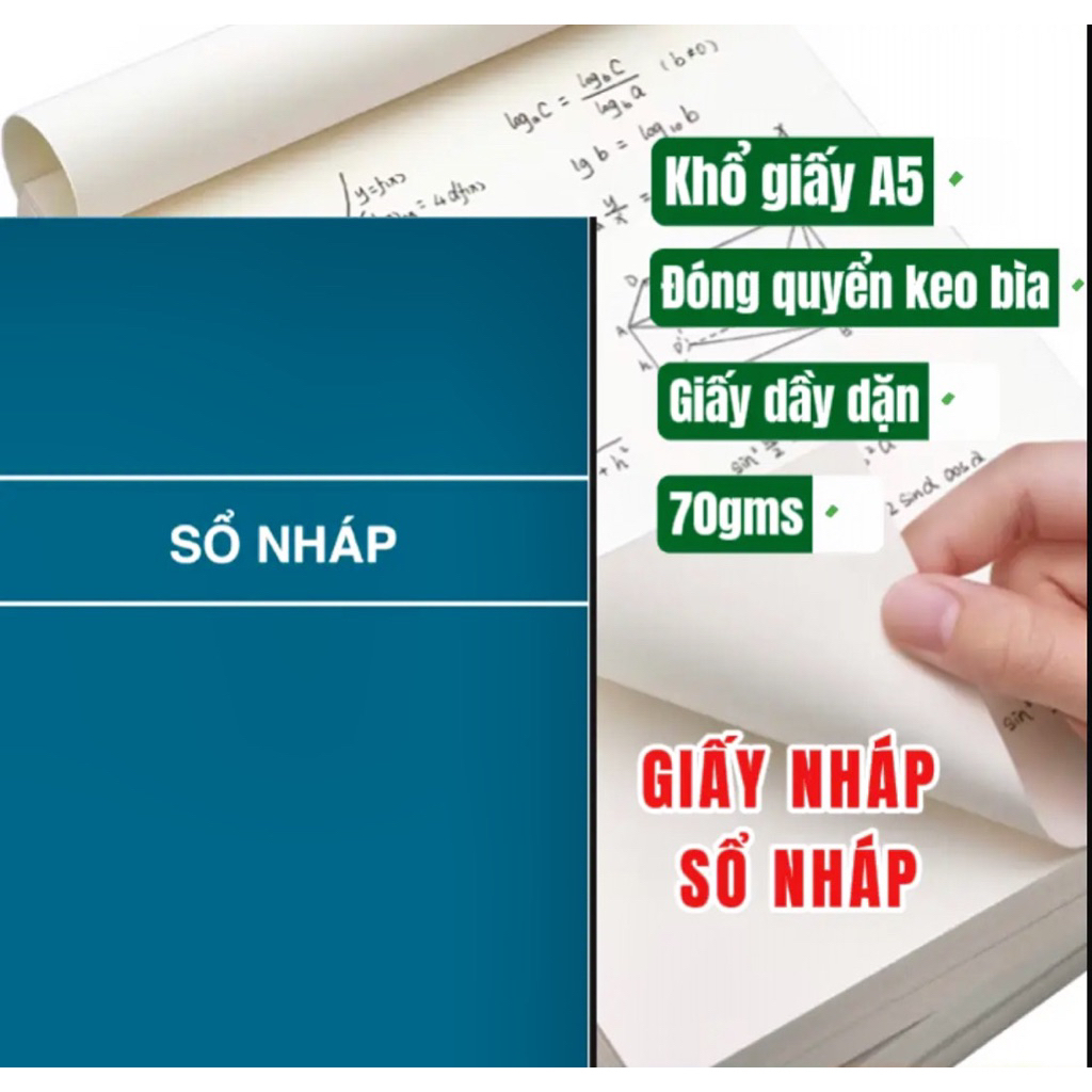 Giấy NHÁP Sổ NHÁP A5 / A4 - 100 tờ (200.trang) 70gms - Có bìa keo gáy - giấy dày, trắng trơn - Nhỏ g