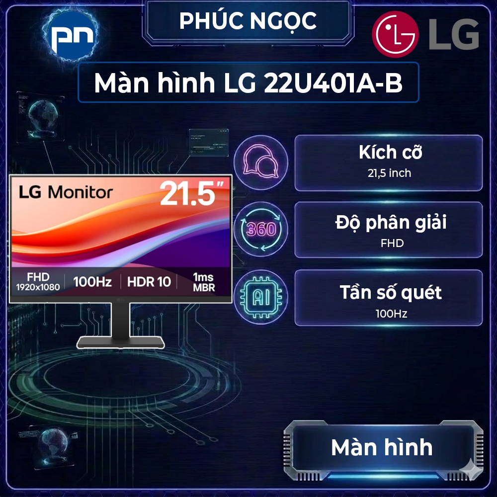 Màn hình LG 22U401A-B, màn hình máy tính văn phòng chính hãng, màn hình 22 inch 100Hz - Phúc Ngọc