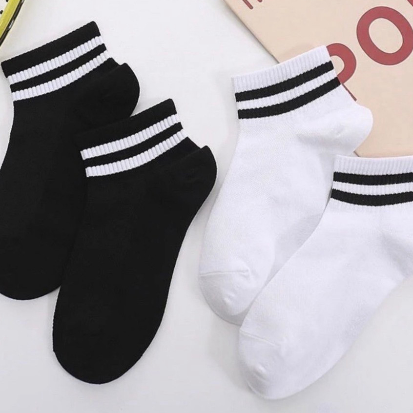 Set 10 đôi tất, đôi vớ cổ thấp UNISEX phối sọc đen trắng