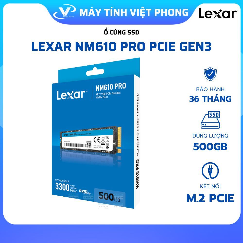 Ổ CỨNG SSD LEXAR  NM610 PRO 500GB M.2 2280 PCIE 3.0X4 (ĐOC 3300MB/S - GHI 1700MB/S)