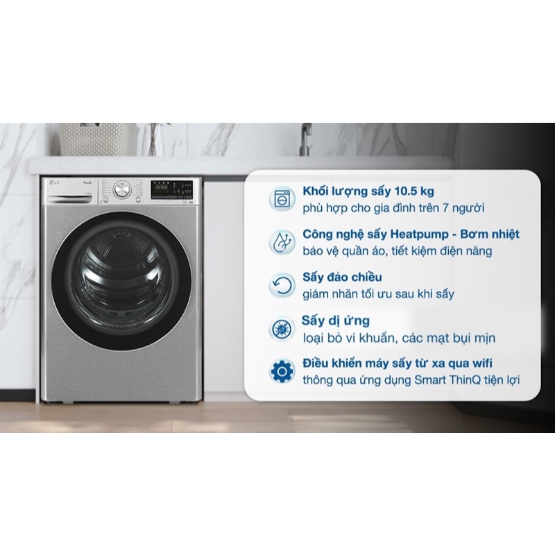 Máy sấy bơm nhiệt LG 10.5 kg DVHP50P - HÀN QUỐC