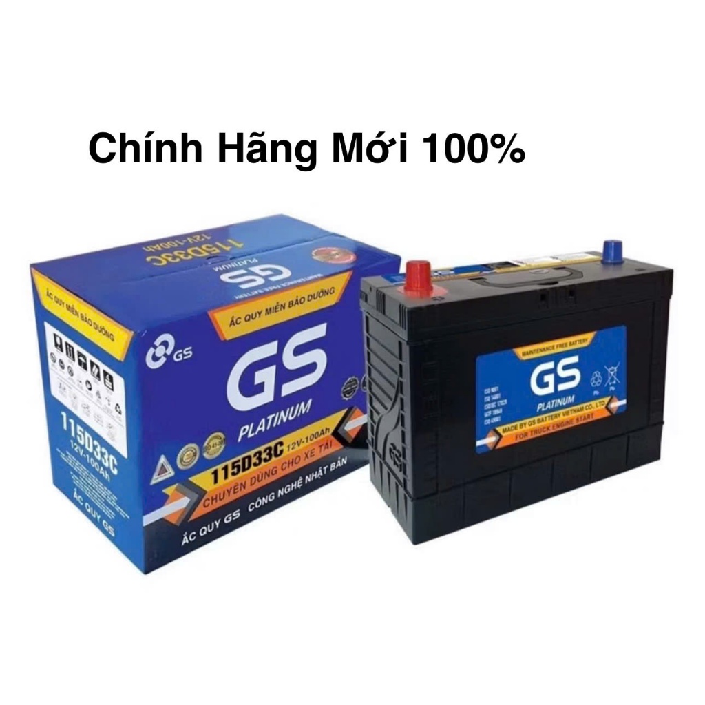 Bình ắc quy ô tô GS MF 115D33C, 12V - 100Ah lắp Kia K200, Kia K250