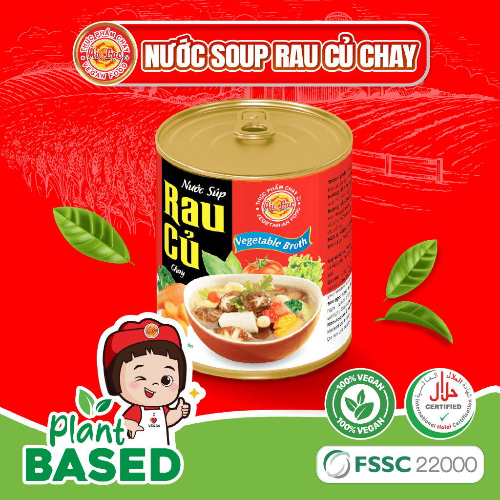 Nước Soup Rau Củ Chay _ Lon 400g _ Thực Phẩm Chay Âu Lạc