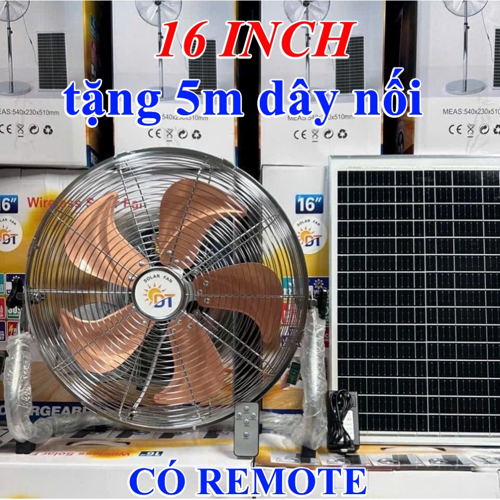quạt năng lượng mặt trời chân quỳ 16 inch 60000mAh động cơ không chổi than có điều khiển