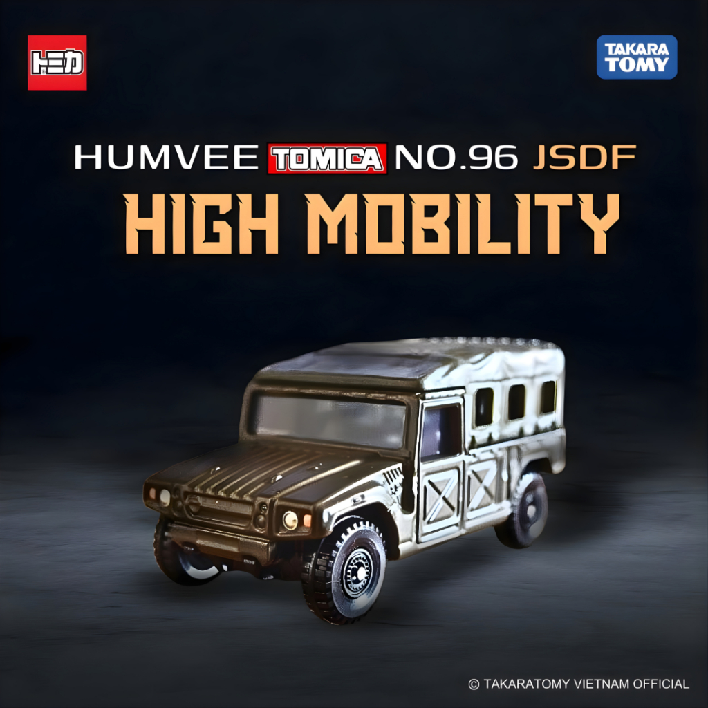 Xe mô hình quân đội Humvee Tomica No.96 Jsdf High Mobility 102571 Full Fullbox Chính Hãng Takara Tom