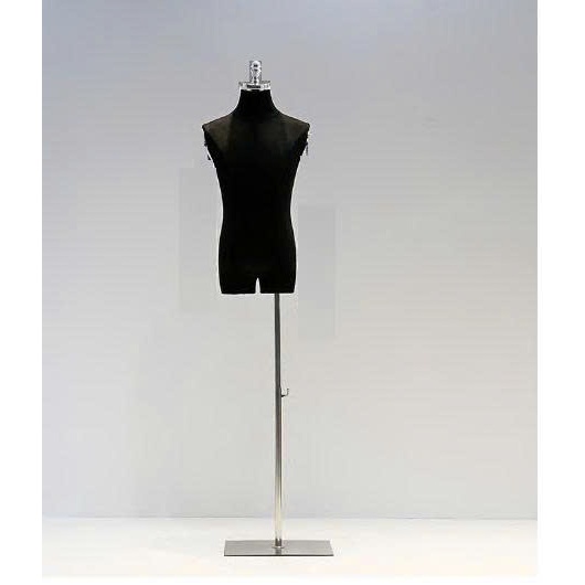 Manocanh NAM Nhựa Nửa Người Bọc Vải Thân Có Đùi, Manocanh Nam Thân Màu Đen Không Tay