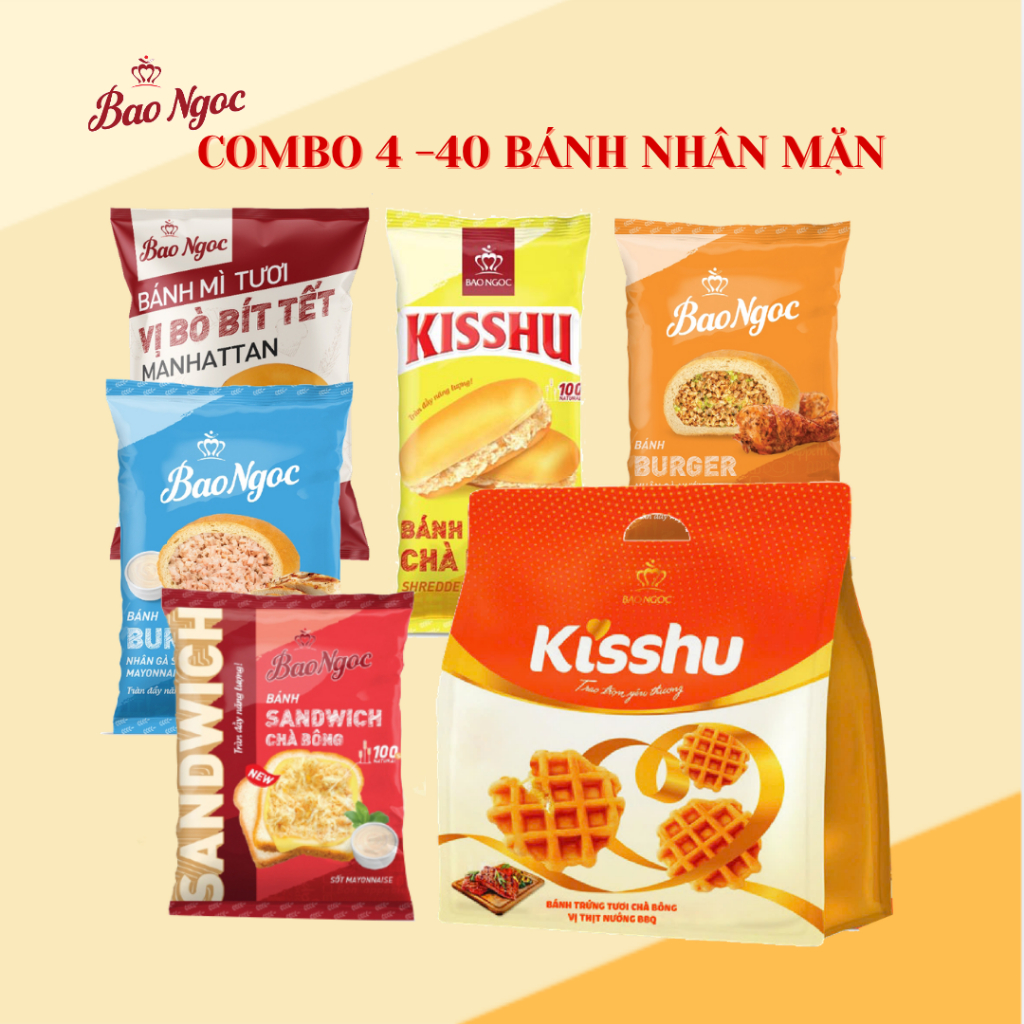 [Combo 4-10 Bánh mặn] Bánh Mì Tươi Bảo Ngọc Chà Bông Ruốc, Sợi Gà, Burger Bò Bít Tết, Gà Nướng