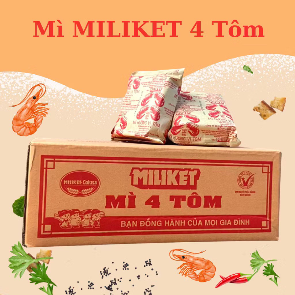 Mì Tôm Miliket 100 Gói/ 1thùng × 65g vs 80g Hàng chuẩn Miến mỳtôm