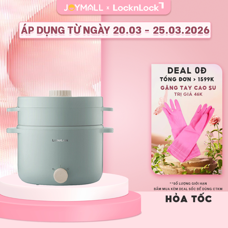 Nồi Lẩu Hấp Điện Đa Năng LocknLock Electric Multi Pot 2L EJP156MIT 600W, Hàng Chính Hãng - JoyMall