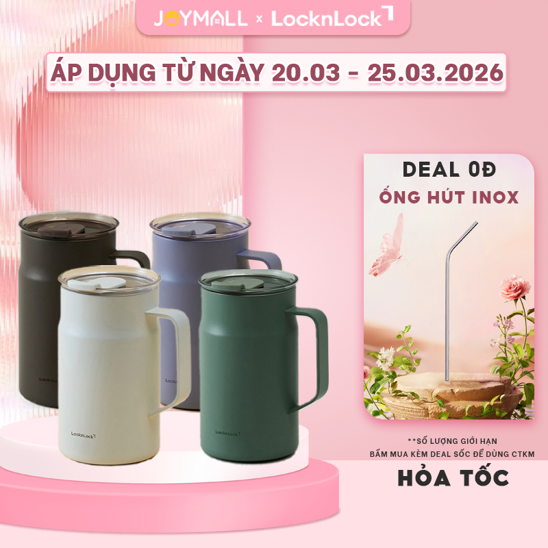 Ly Giữ Nhiệt LocknLock Metro Ceramic Mug LHC4282_C 600ml, Hàng Chính Hãng, Thép Phủ Sứ - JoyMall