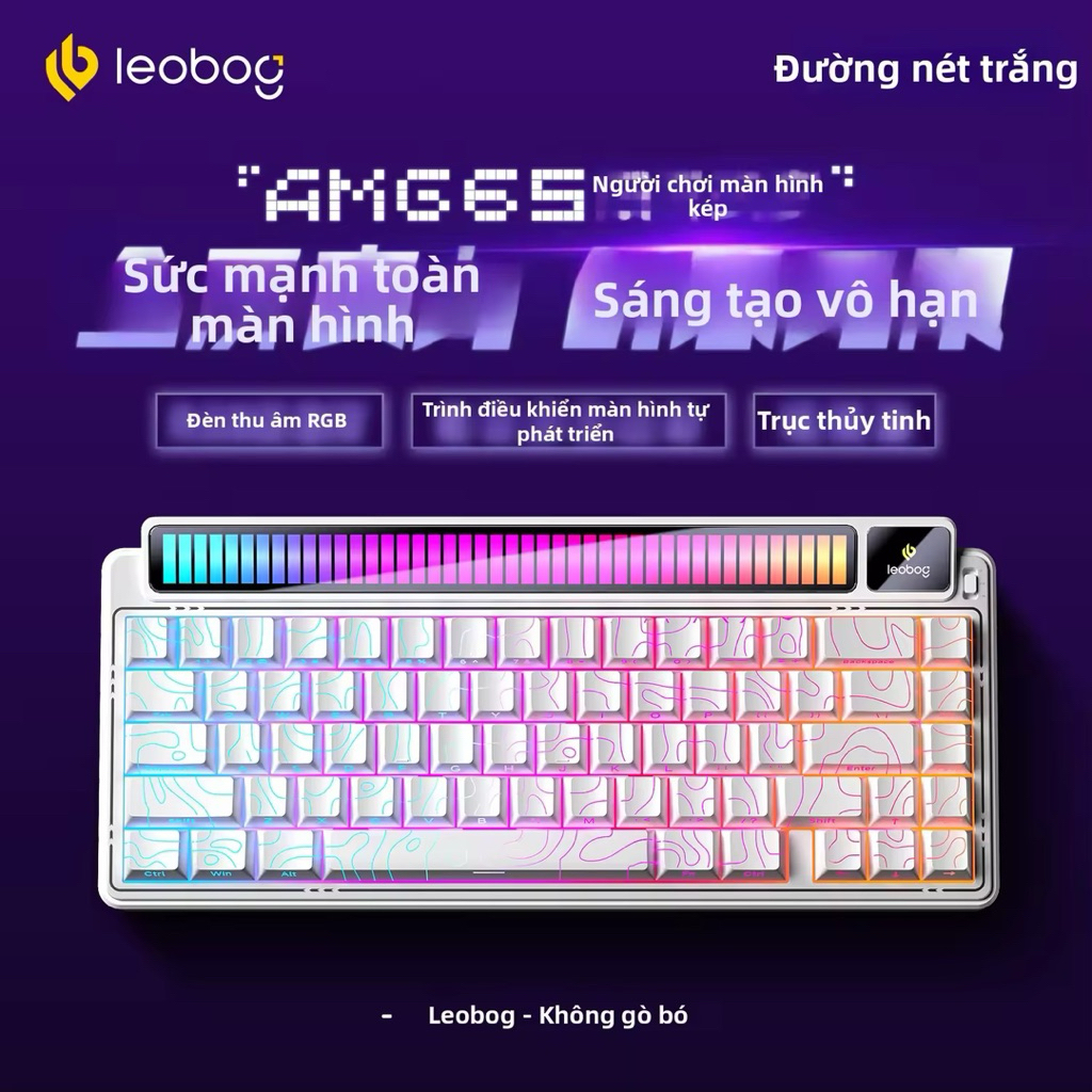 [Hoả tốc] Bàn phím cơ Leobog AMG65 màn hình kép RGB cực chất | Trục ngọc/thuỷ tinh mượt | LED đổi mà