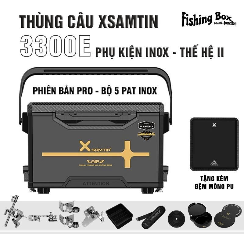 Thùng Câu Xsamtin 3300E Phụ Kiện INOX Thế hệ II Bản PRO - Bộ 5 Pat Inox
